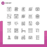 Modern Set of 25 Lines Pictograph of investment briefcase bulb space neptune Editable Vector Design Elements