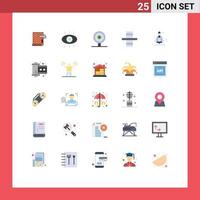 25 User Interface Flat Color Pack of modern Signs and Symbols of rocket side form gear target Editable Vector Design Elements