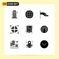 9 Universal Solid Glyphs Set for Web and Mobile Applications cloakcoin medal alms award network Editable Vector Design Elements