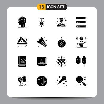 Modern Set of 16 Solid Glyphs and symbols such as server hosting tool files lawyer Editable Vector Design Elements