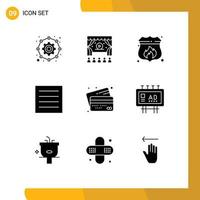 9 Creative Icons Modern Signs and Symbols of credit banking protection laundry clothing Editable Vector Design Elements