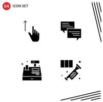 Modern Set of 4 Solid Glyphs Pictograph of up chat gestures message payment Editable Vector Design Elements