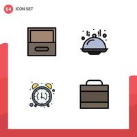 Group of 4 Filledline Flat Colors Signs and Symbols for archive morning dome alarm case Editable Vector Design Elements