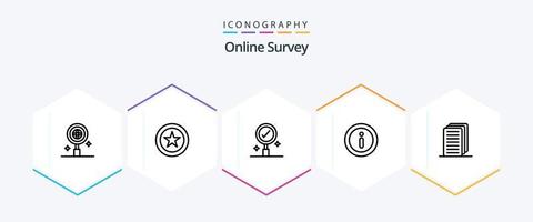 Online Survey 25 Line icon pack including business . menu. information . vector