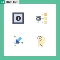 Set of 4 Commercial Flat Icons pack for box left network social confuse brain Editable Vector Design Elements