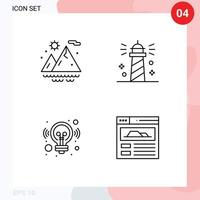 4 Universal Filledline Flat Colors Set for Web and Mobile Applications mountains business beach sea solution Editable Vector Design Elements