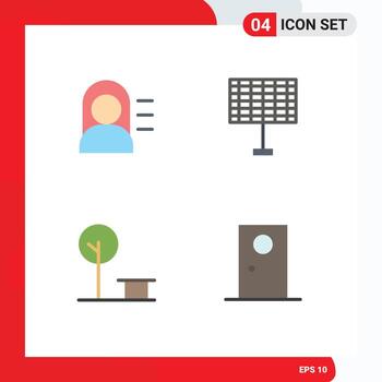 User Interface Pack of 4 Basic Flat Icons of education place battery city entrance Editable Vector Design Elements