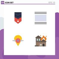 4 Creative Icons Modern Signs and Symbols of badge vertical stripes flow compass Editable Vector Design Elements