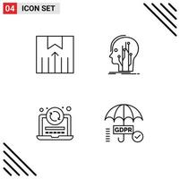 4 Universal Filledline Flat Colors Set for Web and Mobile Applications delivery laptop transport human reload Editable Vector Design Elements