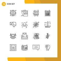 Outline Pack of 16 Universal Symbols of business layout photography browser education Editable Vector Design Elements