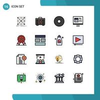 Set of 16 Modern UI Icons Symbols Signs for reward award multimedia error develop Editable Creative Vector Design Elements