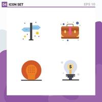 Pack of 4 Modern Flat Icons Signs and Symbols for Web Print Media such as direction ball bag case recreation Editable Vector Design Elements