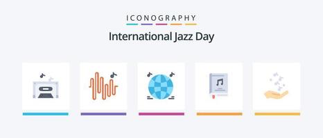 internacional jazz día plano 5 5 icono paquete incluso roca. mano. multimedia. puño. música. creativo íconos diseño vector