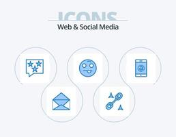 web y social medios de comunicación azul icono paquete 5 5 icono diseño. . multimedia. rango. móvil. emoticon vector