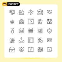 Modern Set of 25 Lines and symbols such as business hiking vessel zipper bag Editable Vector Design Elements