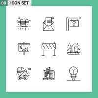 9 Creative Icons Modern Signs and Symbols of obstacle buildings cafe barrier projector Editable Vector Design Elements