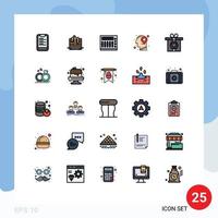 User Interface Pack of 25 Basic Filled line Flat Colors of love mind mixer map head Editable Vector Design Elements