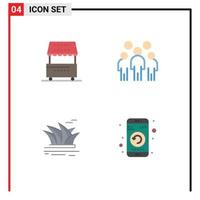 4 User Interface Flat Icon Pack of modern Signs and Symbols of cooking person kiosk leader culture Editable Vector Design Elements