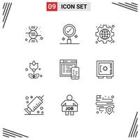 Pack of 9 creative Outlines of lock website web design present Editable Vector Design Elements