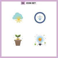 User Interface Pack of 4 Basic Flat Icons of cloud agriculture sun download nature Editable Vector Design Elements