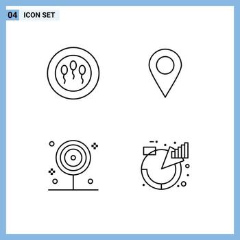Modern Set of 4 Filledline Flat Colors and symbols such as sperms lollipop location cooking analytic Editable Vector Design Elements