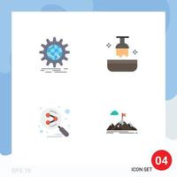 Pack of 4 creative Flat Icons of international network world wide dye social Editable Vector Design Elements