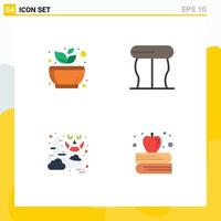 Group of 4 Modern Flat Icons Set for grinding moon spa interior ghost Editable Vector Design Elements