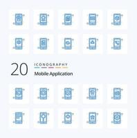 20 Mobile Application Blue Color icon Pack like media phone app iphone app vector