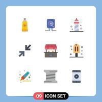 Flat Color Pack of 9 Universal Symbols of game ticket office lighthouse zoom arrows Editable Vector Design Elements