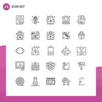 Set of 25 Modern UI Icons Symbols Signs for management watch roses time clock Editable Vector Design Elements