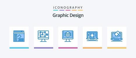 Graphic Design Blue 5 Icon Pack Including increase. designing tool. increase. decrease. screen. Creative Icons Design vector