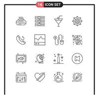 Stock Vector Icon Pack of 16 Line Signs and Symbols for phone steering the boat files steering beach Editable Vector Design Elements