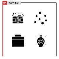 Solid Glyph Pack of 4 Universal Symbols of camera million capture marine hobbies Editable Vector Design Elements