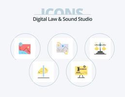 digital ley y sonido estudio plano icono paquete 5 5 icono diseño. foto. dividendo. ley. distribución. protegido por derechos de autor vector