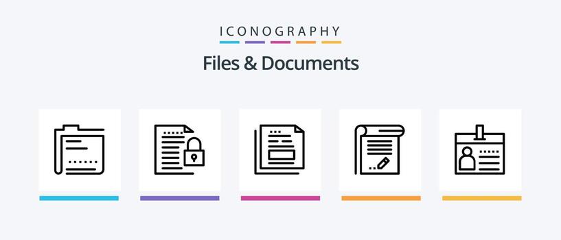 Files And Documents Line 5 Icon Pack Including data. archive. document. invoice. document. Creative Icons Design vector