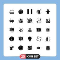 Solid Glyph Pack of 25 Universal Symbols of astronomy transport blender takeoff internet Editable Vector Design Elements