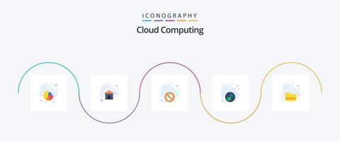 Cloud Computing Flat 5 Icon Pack Including folder. music. block. multimedia. cloud vector