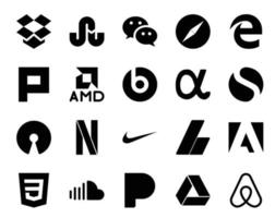 20 social medios de comunicación icono paquete incluso adobe adsense amd nike abierto fuente vector