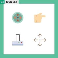 Group of 4 Flat Icons Signs and Symbols for fan arrow finger extractor full screen Editable Vector Design Elements