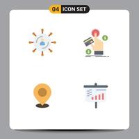 4 Creative Icons Modern Signs and Symbols of internet web network click map Editable Vector Design Elements