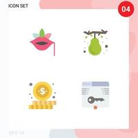 User Interface Pack of 4 Basic Flat Icons of lips online rose fall money Editable Vector Design Elements