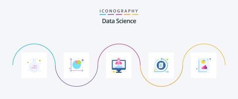 datos Ciencias plano 5 5 icono paquete incluso página. interfaz. tarta cuadro. flechas cohete vector