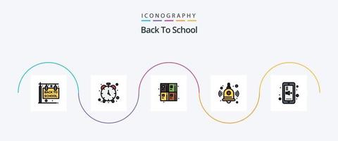 Back To School Line Filled Flat 5 Icon Pack Including phone. back to school. back to school. bell. back to school vector