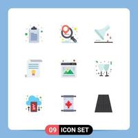 Set of 9 Modern UI Icons Symbols Signs for photo education lab glassware document degree Editable Vector Design Elements