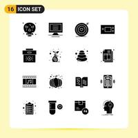 Set of 16 Modern UI Icons Symbols Signs for business technology love products electronics Editable Vector Design Elements