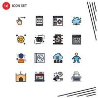 Group of 16 Flat Color Filled Lines Signs and Symbols for network cloud qr management develop Editable Creative Vector Design Elements