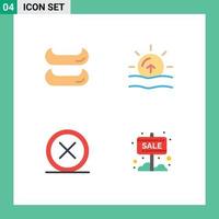 Pictogram Set of 4 Simple Flat Icons of boat exit sun cancel banner Editable Vector Design Elements