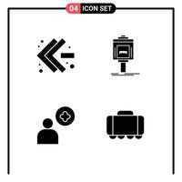 User Interface Pack of 4 Basic Solid Glyphs of arrows plus valet hotel railroad Editable Vector Design Elements