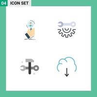 Group of 4 Flat Icons Signs and Symbols for recruitment computing human resource garage tools hammer Editable Vector Design Elements