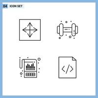 Pack of 4 Modern Filledline Flat Colors Signs and Symbols for Web Print Media such as angular accounting browser dum reporting Editable Vector Design Elements